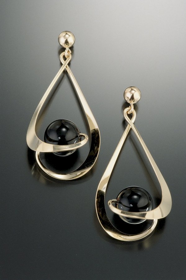 Solar Reverse Earrings: Black Onyx & 14k GF